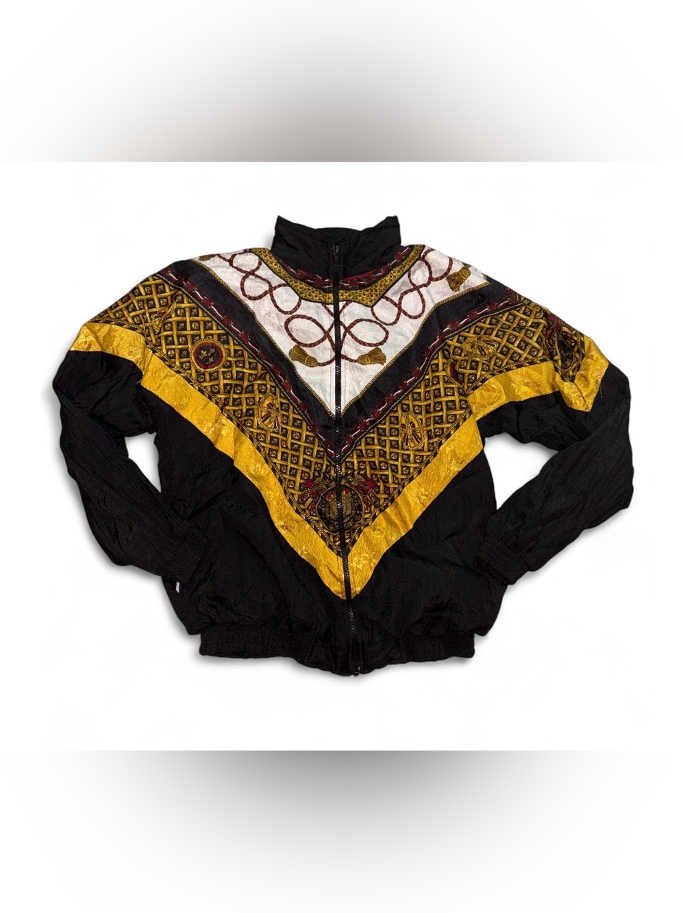 Black & Gold Patterned Women's Bomber Jacket